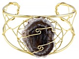 Pre-Owned Occo Agate 18K Yellow Gold Over Brass Concha Aggate Dream Catcher Bracelet