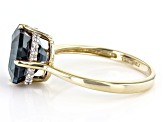 Pre-Owned Blue Lab Created Alexandrite with White Diamond 10k Yellow Gold Ring 4.09ctw