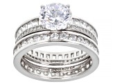 Pre-Owned White Cubic Zirconia Rhodium Over Sterling Silver Ring Set 7.53ctw