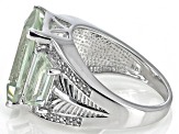 Pre-Owned Green Prasiolite Rhodium Over Sterling Silver Ring 9.35ctw