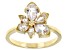 Pre-Owned White Lab Created Sapphire 18k Yellow Gold Over Sterling Silver Asymmetrical Flower Ring 1