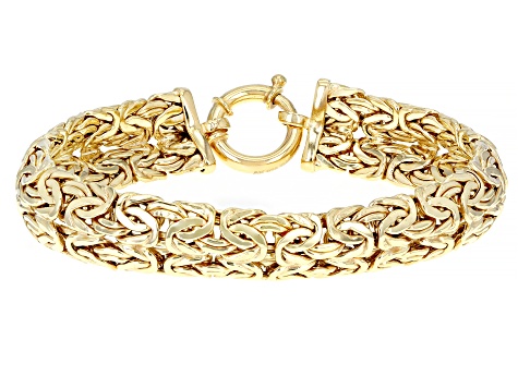 Pre-Owned 18k Yellow Gold Over Sterling Silver Double Byzantine Link Bracelet