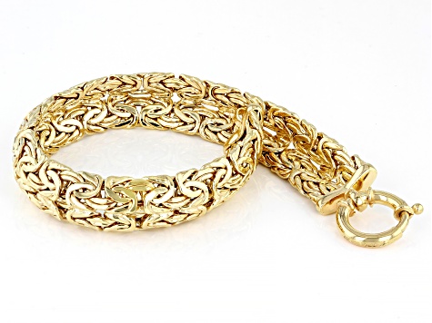 Pre-Owned 18k Yellow Gold Over Sterling Silver Double Byzantine Link Bracelet