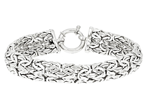 Pre-Owned Sterling Silver Double Byzantine Link Bracelet