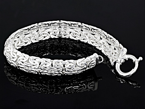Pre-Owned Sterling Silver Double Byzantine Link Bracelet