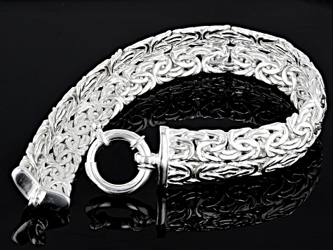 Pre-Owned Sterling Silver Double Byzantine Link Bracelet