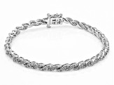 Pre-Owned White Diamond Rhodium Over Sterling Silver Tennis Bracelet 1.00ctw