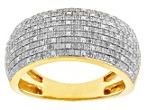 Pre-Owned White Diamond 14k Yellow Gold Over Sterling Silver Wide Band Cluster Ring 0.50ctw