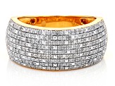 Pre-Owned White Diamond 14k Yellow Gold Over Sterling Silver Wide Band Cluster Ring 0.50ctw