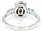 Pre-Owned Blue Aurora Moonstone Rhodium Over Sterling Silver Ring .13ctw