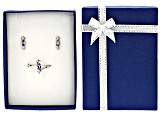 Pre-Owned Blue Tanzanite Rhodium Over Silver Ring, Earrings Set 1.13ctw
