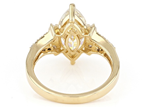 Pre-Owned Candlelight Fabulite Strontium Titanate and white zircon 18k yellow gold over silver ring