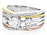 Pre-Owned Moissanite Platineve and 14k yellow and rose gold over sterling silver ring 1.26ctw DEW