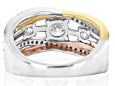 Pre-Owned Moissanite Platineve and 14k yellow and rose gold over sterling silver ring 1.26ctw DEW