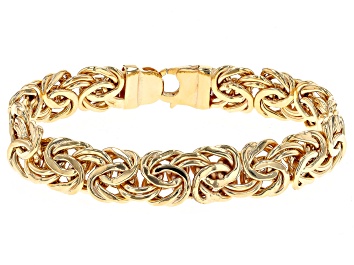 Picture of Pre-Owned 18K Yellow Gold Over Sterling Silver Byzantine Chain Bracelet