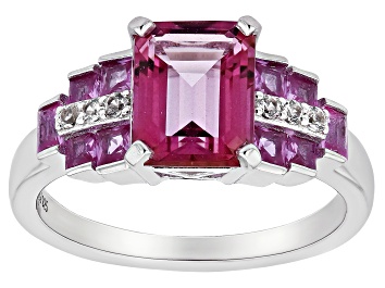 Picture of Pre-Owned Pink Topaz Rhodium Over Sterling Silver Ring 3.34ctw