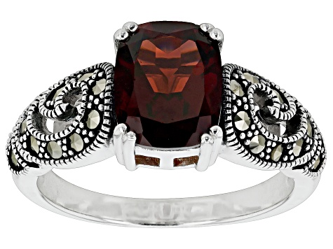 Pre-Owned Red Garnet Sterling Silver Ring 2.04ct