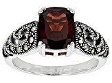 Pre-Owned Red Garnet Sterling Silver Ring 2.04ct