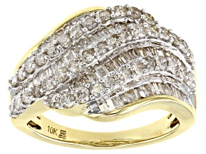 Pre-Owned White Diamond 10k Yellow Gold Bypass Ring 1.50ctw