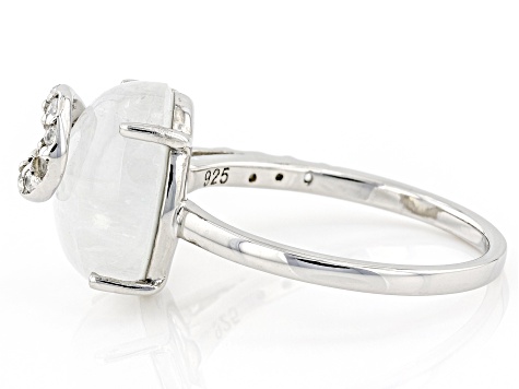 Pre-Owned Rainbow Moonstone Rhodium Over Sterling Silver Ring 0.13ctw