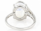 Pre-Owned Rainbow Moonstone Rhodium Over Sterling Silver Ring 0.13ctw