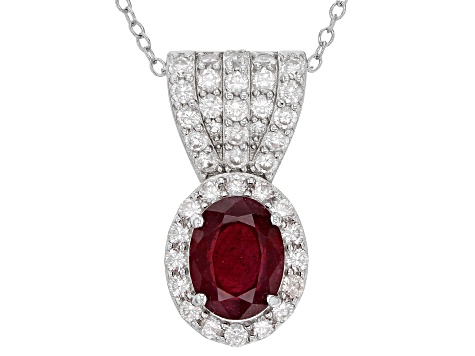 Pre-Owned Red Mahaleo(R) Ruby Rhodium Over Sterling Silver Pendant With Chain 2.77ctw