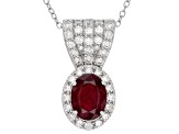 Pre-Owned Red Mahaleo(R) Ruby Rhodium Over Sterling Silver Pendant With Chain 2.77ctw