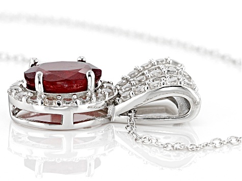 Pre-Owned Red Mahaleo(R) Ruby Rhodium Over Sterling Silver Pendant With Chain 2.77ctw