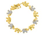 Pre-Owned White Diamond Accent 14k Yellow Gold Over Brass Elephant Bracelet
