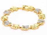 Pre-Owned White Diamond Accent 14k Yellow Gold Over Brass Elephant Bracelet
