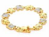 Pre-Owned White Diamond Accent 14k Yellow Gold Over Brass Elephant Bracelet