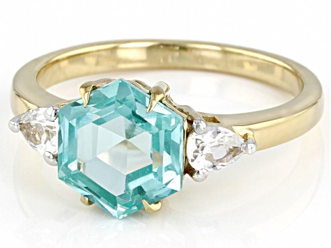 Pre-Owned Green Lab Created Spinel 18k Yellow Gold Over Sterling Silver Ring 3.13ctw