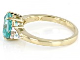 Pre-Owned Green Lab Created Spinel 18k Yellow Gold Over Sterling Silver Ring 3.13ctw