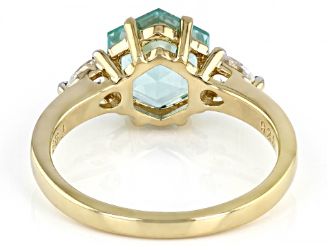 Pre-Owned Green Lab Created Spinel 18k Yellow Gold Over Sterling Silver Ring 3.13ctw