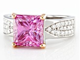 Pre-Owned Pink and Colorless Moissanite Platineve Ring 3.54ctw DEW