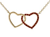 Pre-Owned Red Garnet 18k Yellow Gold Over Sterling Silver Heart Necklace 0.22ctw