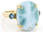 Pre-Owned Blue Larimar 18k Yellow Gold Over Sterling Silver Ring 0.36ctw