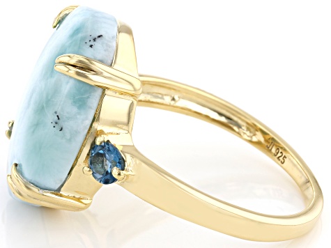 Pre-Owned Blue Larimar 18k Yellow Gold Over Sterling Silver Ring 0.36ctw