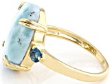 Pre-Owned Blue Larimar 18k Yellow Gold Over Sterling Silver Ring 0.36ctw