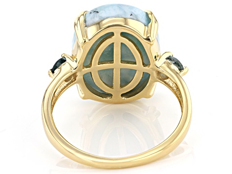 Pre-Owned Blue Larimar 18k Yellow Gold Over Sterling Silver Ring 0.36ctw