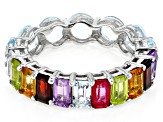 Pre-Owned Multi-Color Multi-Gemstone Platinum Over Sterling Silver Infinity Band Ring 7.57ctw