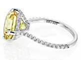 Pre-Owned Yellow And White Cubic Zirconia Rhodium Over Sterling Silver Firework Cut Ring 12.76ctw