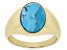 Pre-Owned Blue Turquoise 18k Yellow Gold Over Sterling Silver Men's Ring