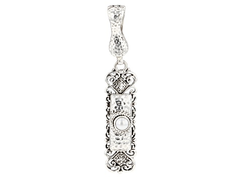 Pre-Owned White Cultured Freshwater Pearl Silver Enhancer Pendant