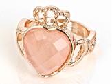 Pre-Owned Rose Quartz Rose Tone Claddagh Ring