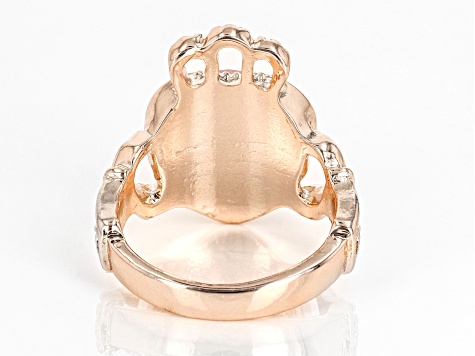 Pre-Owned Rose Quartz Rose Tone Claddagh Ring