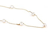 Pre-Owned White Cultured Freshwater Pearl 10k Yellow Gold 18 Inch Station Necklace
