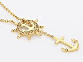 Pre-Owned Nautical Wheel and Anchor 18k Yellow Gold Over Silver Necklace
