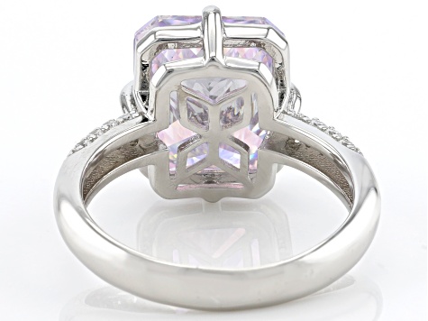 Pre-Owned Aurora Borealis And White Cubic Zirconia Rhodium Over Sterling Silver Ring 10.35ctw