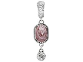 Pre-Owned Banded Apricot Agate Silver Enhancer Pendant